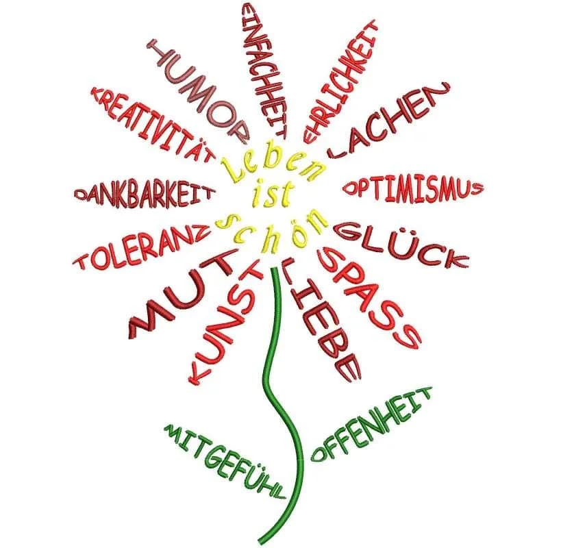 Stickdatei Blume - Leben ist schön