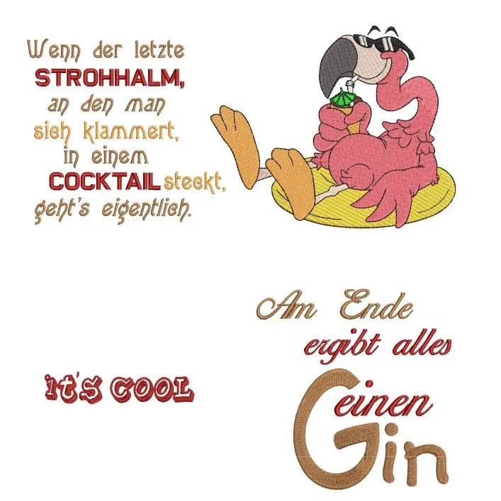 Stickdatei cooler Flamingo mit Sprüchen