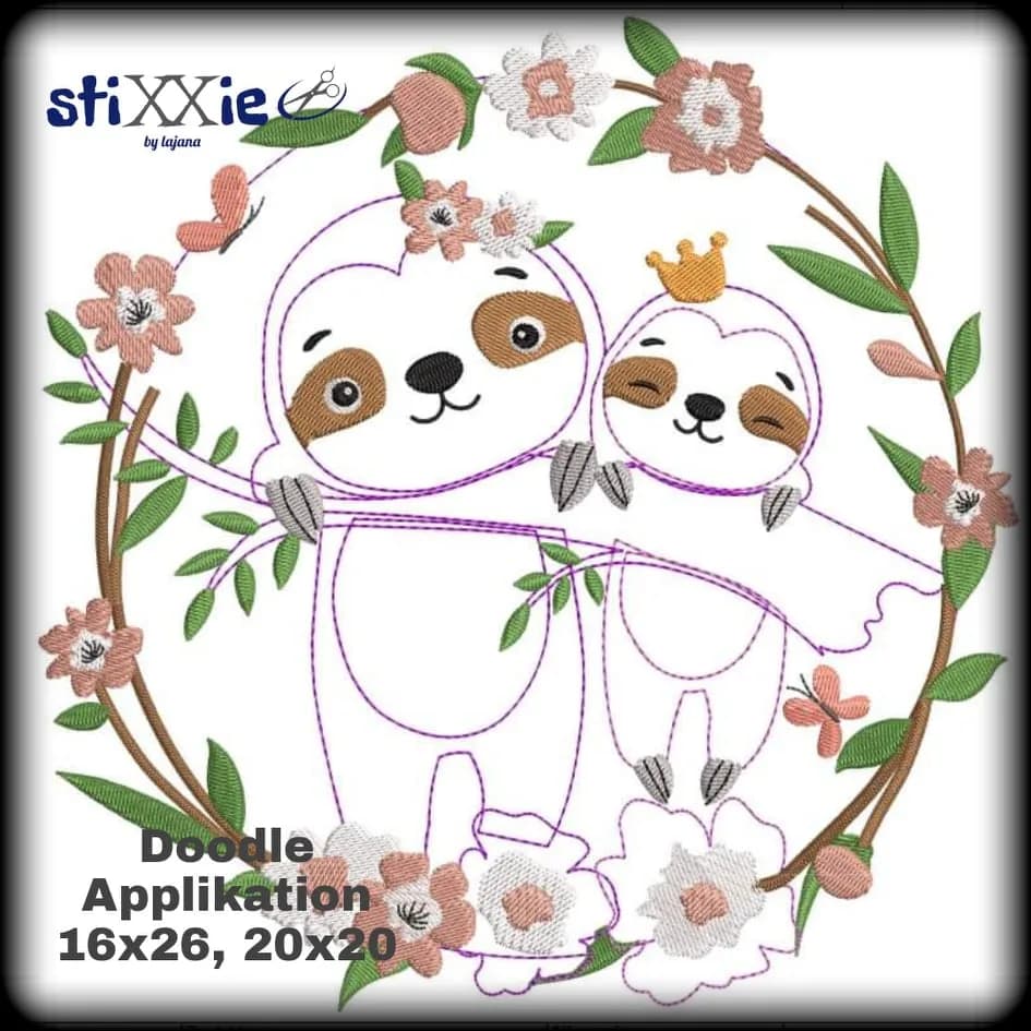 Stickdatei Faultier DoodleApplikation