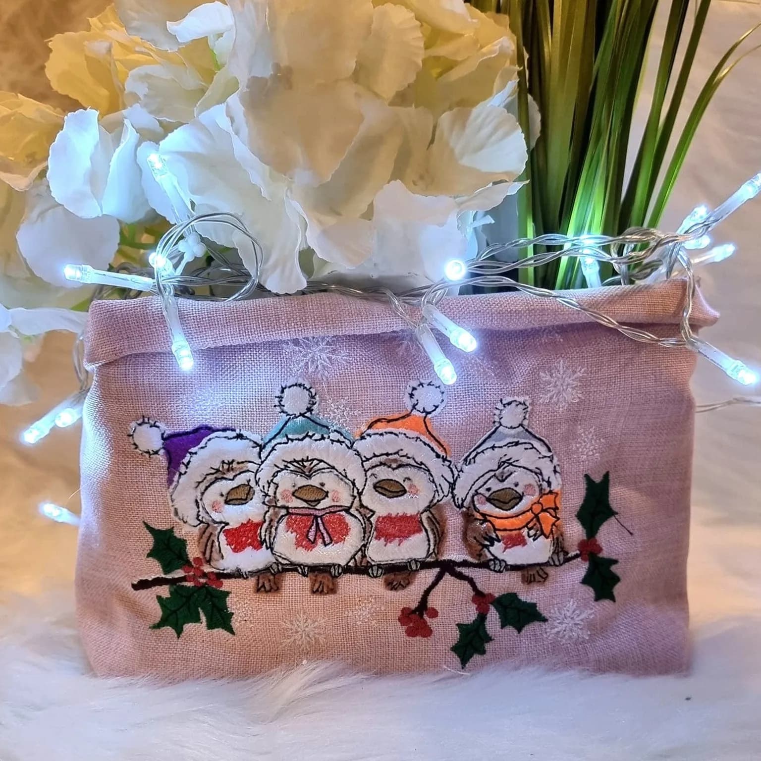 Stickdatei Vogel Winter Doodleapplikation