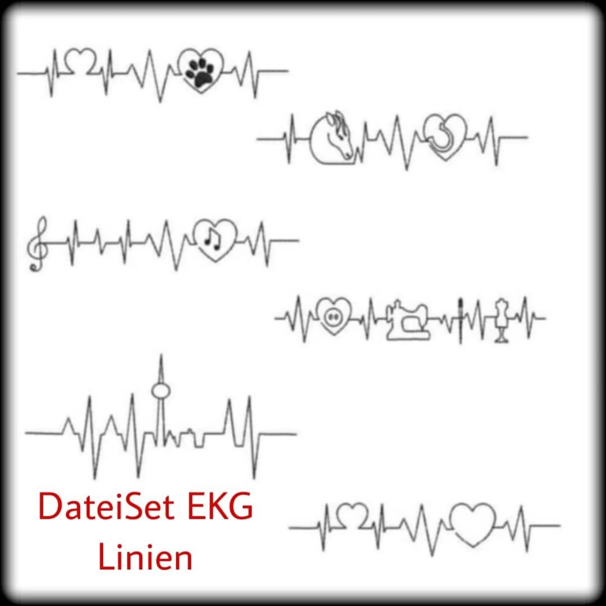 Stickdatei EKG Linien Set