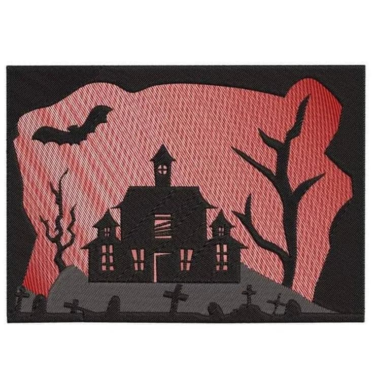 Stickdatei Haus Scherenschnitt-Stil Halloween