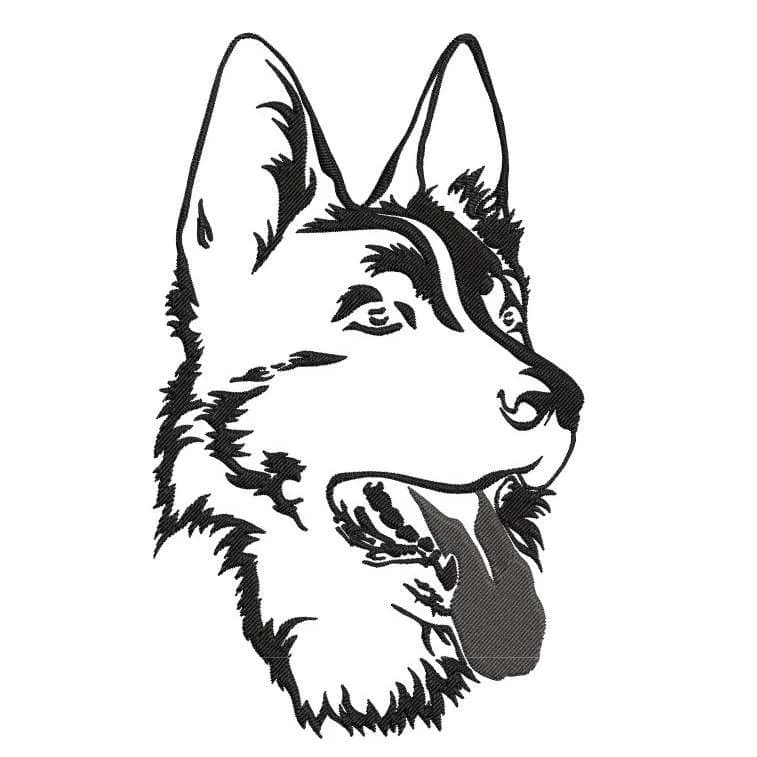 Stickdatei Hund Schäferhund Kritzel