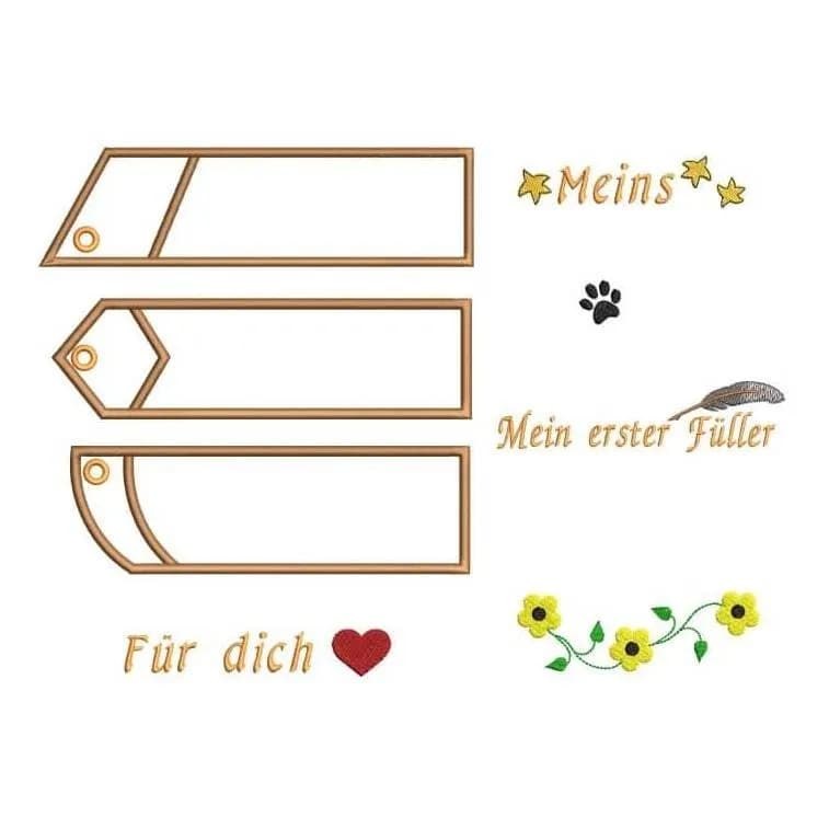 ITH Stickdatei Lesezeichen / Stifte-Etui