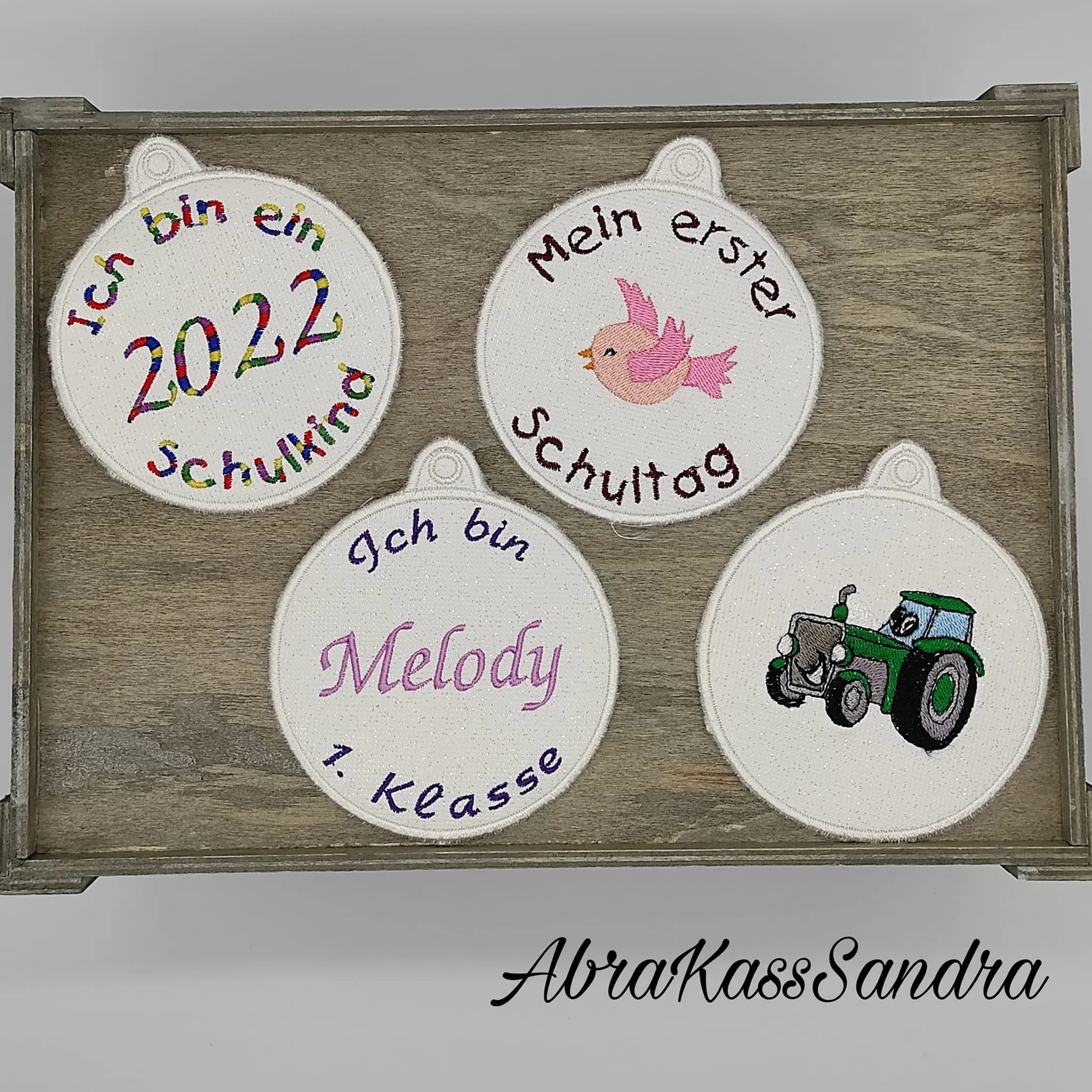 ITH Stickdatei Plaketten Schulanfang