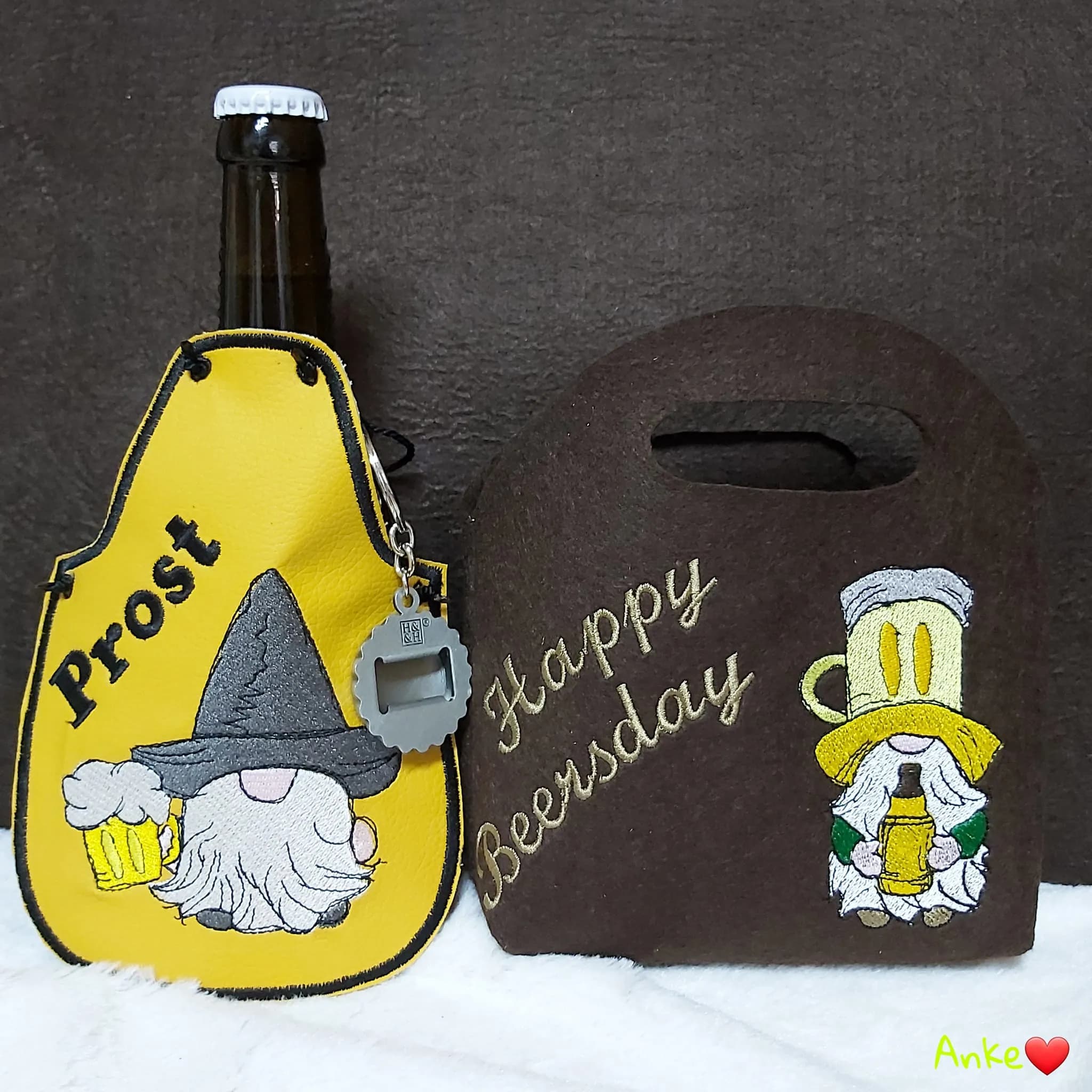 ITH Stickdatei Stabfigur, Anhänger und Vollstick Bierwichtel