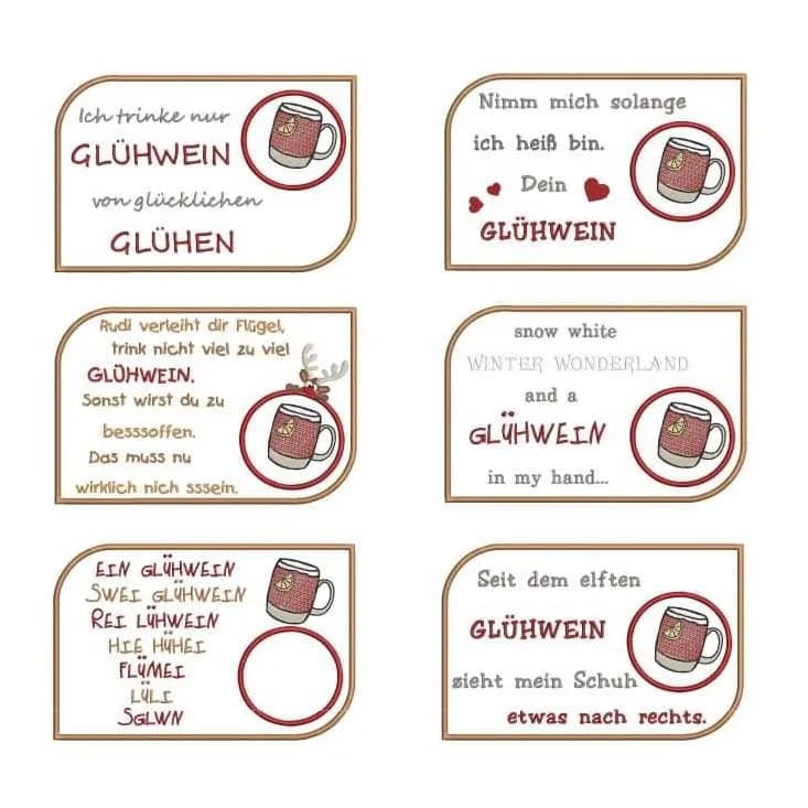 ITH Stickdatei Tassenlounges (Mugrugs) Glühwein