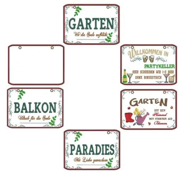 ITH Stickdatei Türschilder Garten
