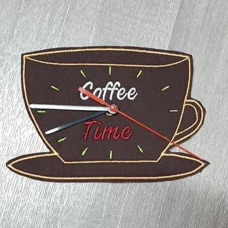 ITH Stickdatei Uhr Coffee-Time