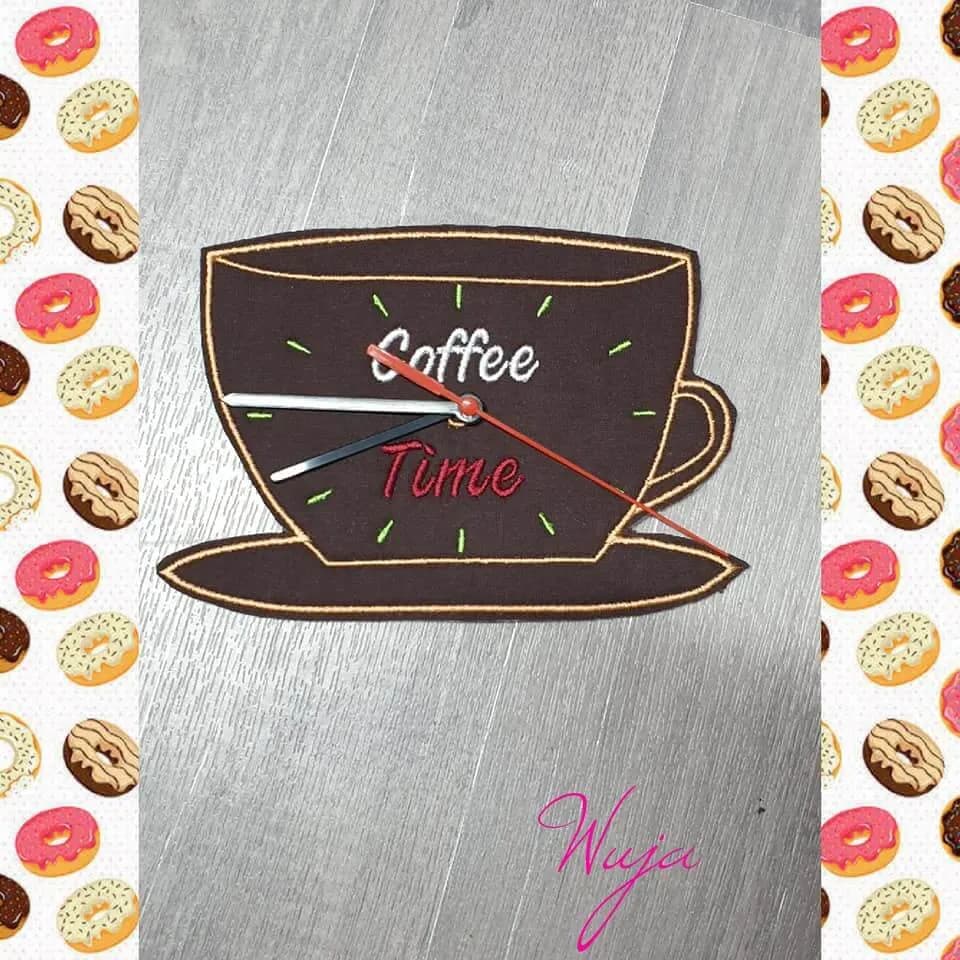 ITH Stickdatei Uhr Coffee-Time