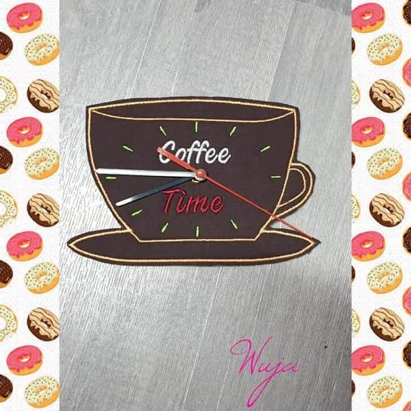 ITH Stickdatei Uhr Coffee-Time