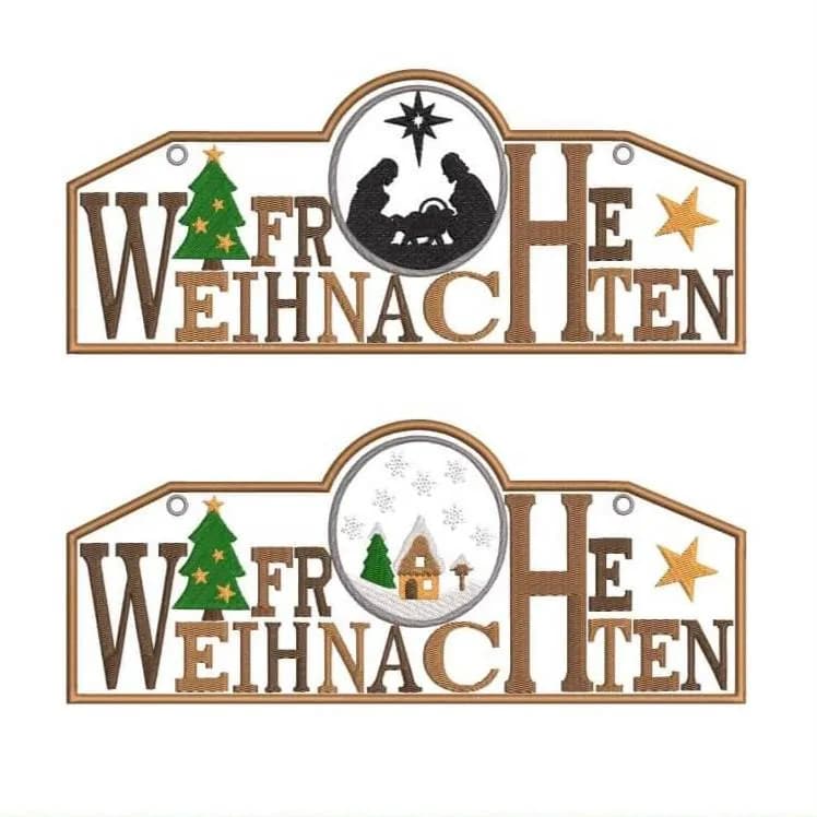 ITH Stickdatei Weihnachtsschilder