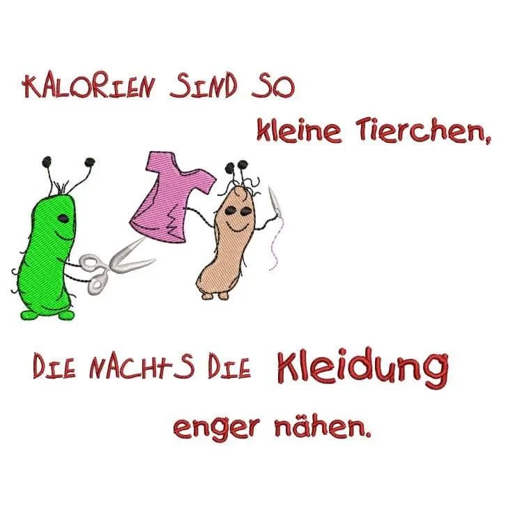Stickdatei lustige Kalorien mit Spruch