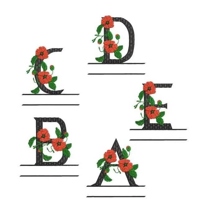 Stickdatei Monogramm Blumen Alphabet
