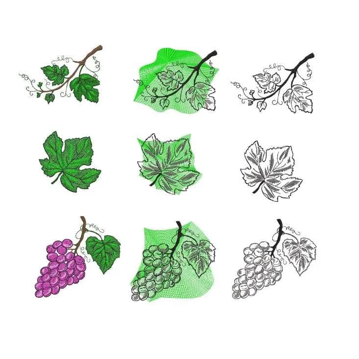Stickdatei Serie Set WeinLaub
