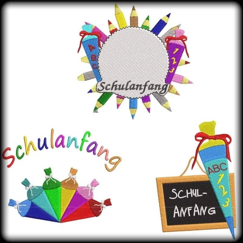 Stickdatei Schulanfang Set 3-teilig