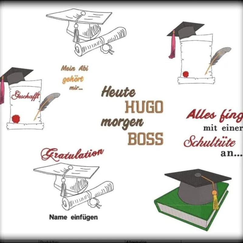 Stickdatei Schulabschluss Set 8-teilig