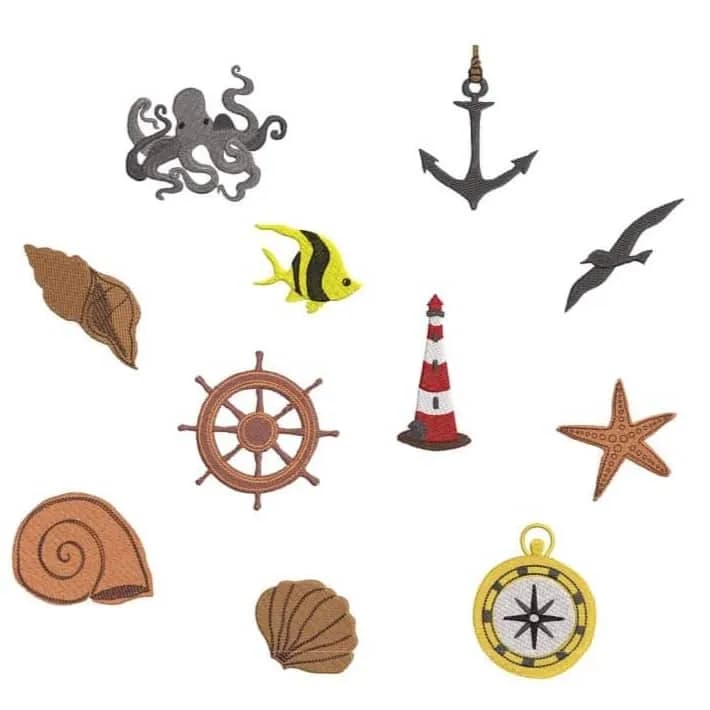 Stickdatei Nautical Solos im Vintagestyle Set