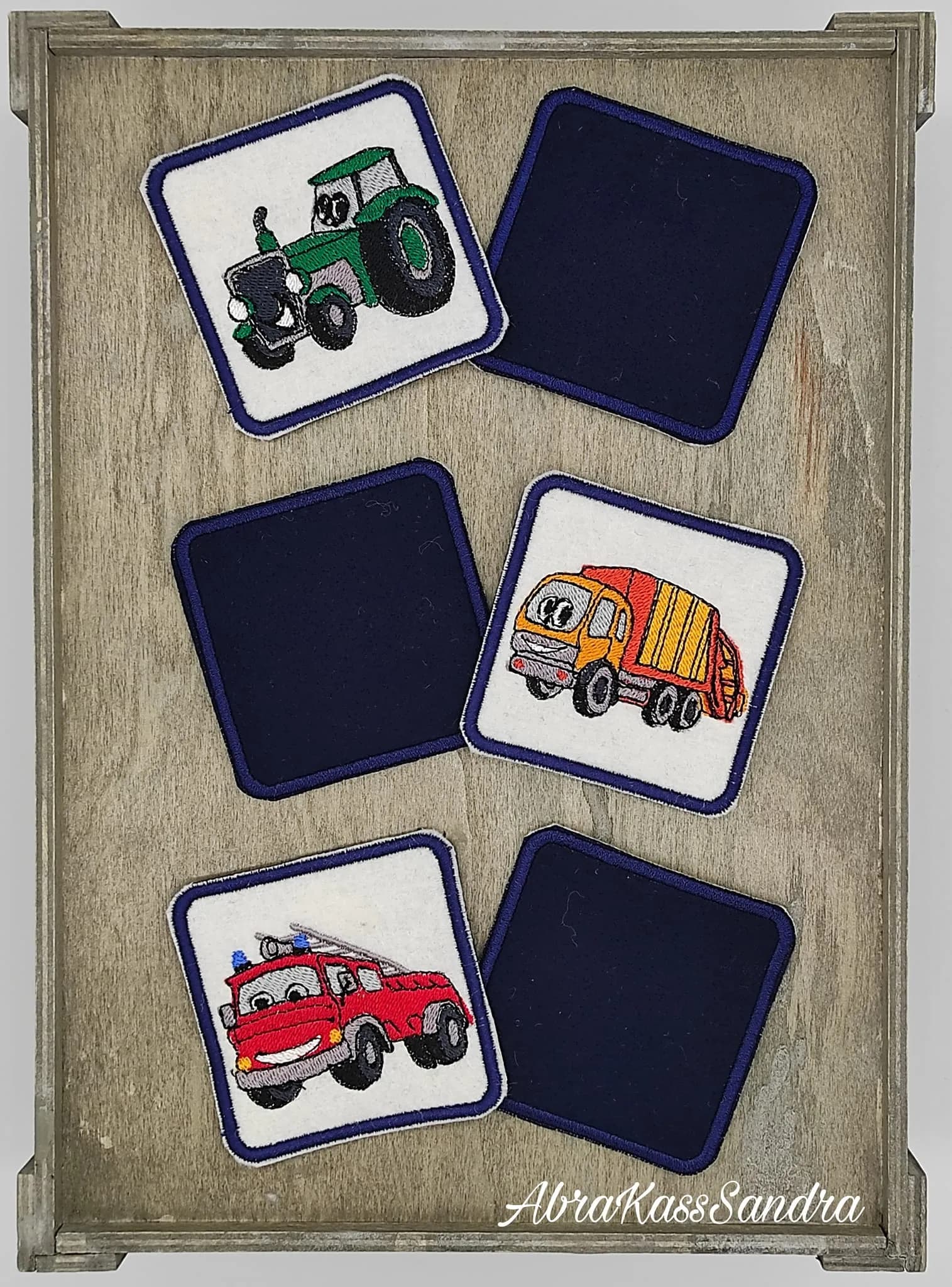 Stickdatei Traktor-Feuerwehrauto-Feuerwehrmann Set