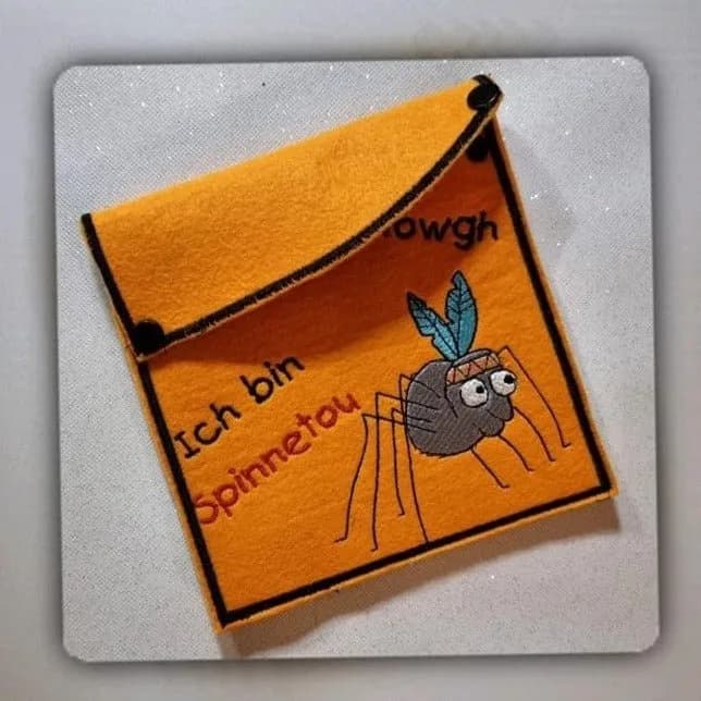 Stickdatei Spinne mit Spruch