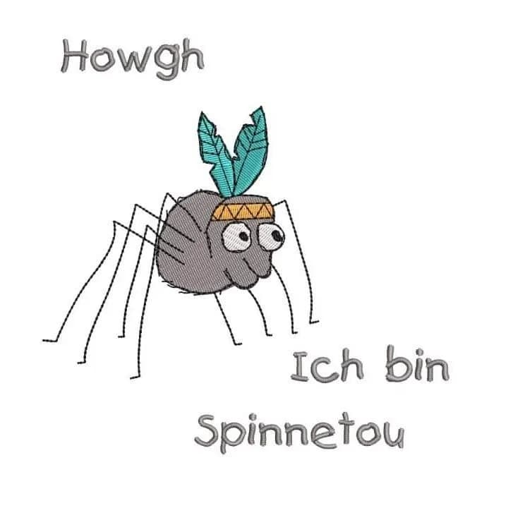 Stickdatei Spinne mit Spruch