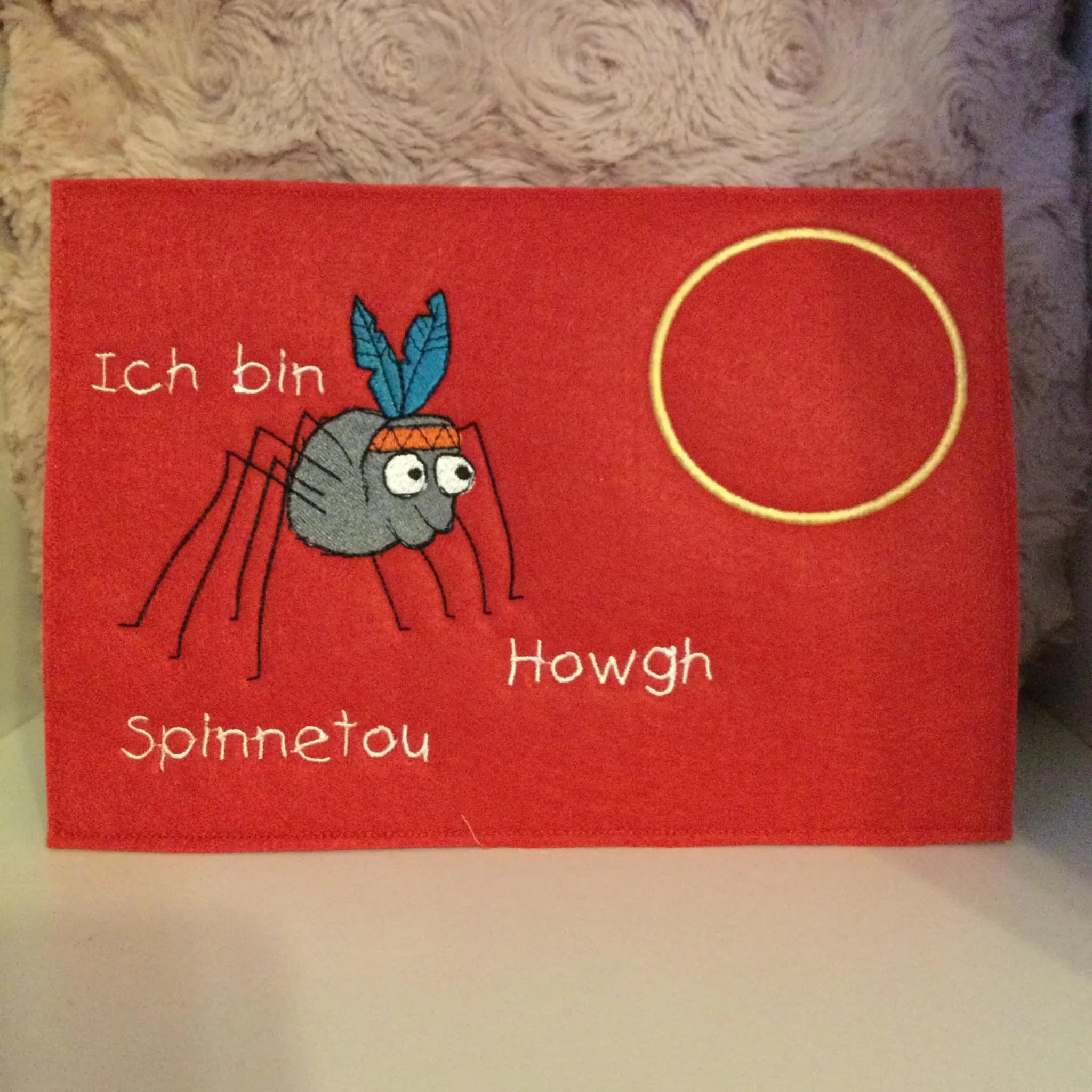 Stickdatei Spinne mit Spruch