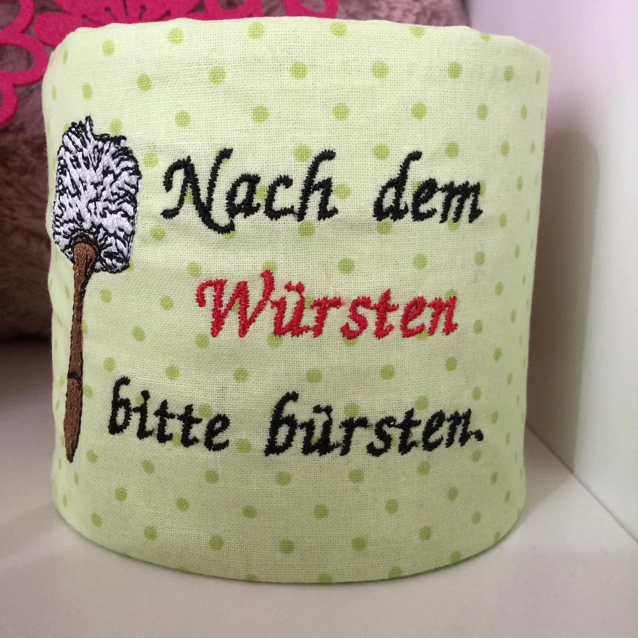 Stickdatei Sprüche für Klorollen-Verstecker