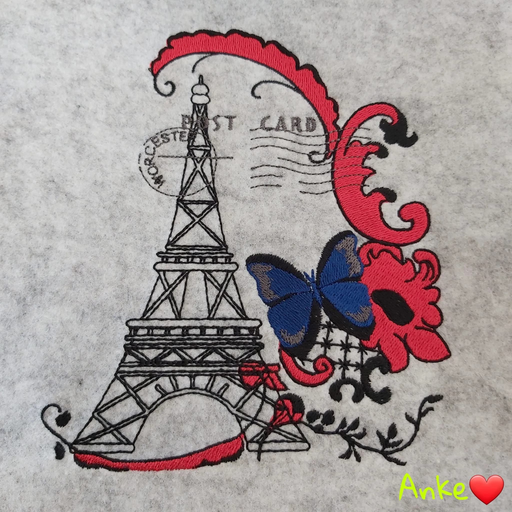 Stickdatei Eiffelturm Vintage Post Card