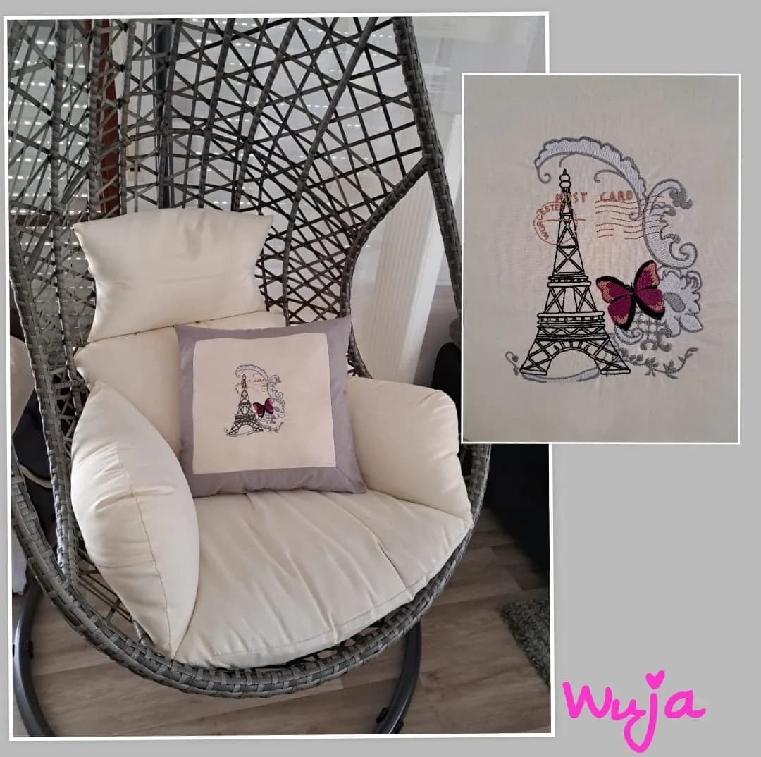 Stickdatei Eiffelturm Vintage Post Card