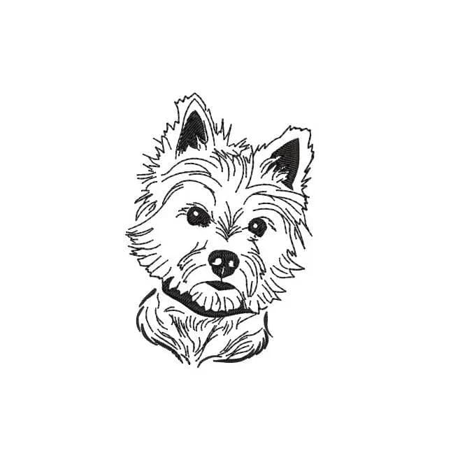 Stickdatei Hund Westie Kritzel