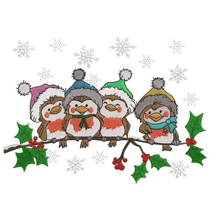 Stickdatei Vögel Wintervögel