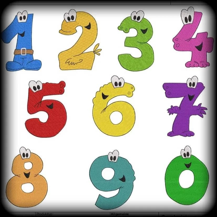 Stickdatei Zahlen - Fantasy 10-teilig