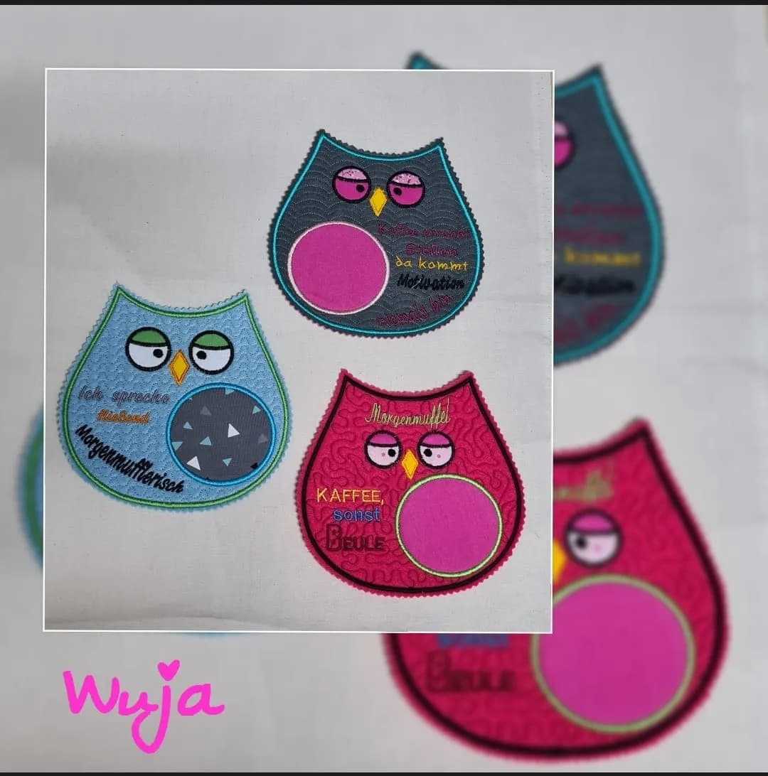 ITH Stickdatei Eule Set Tassenlounge / MugRug