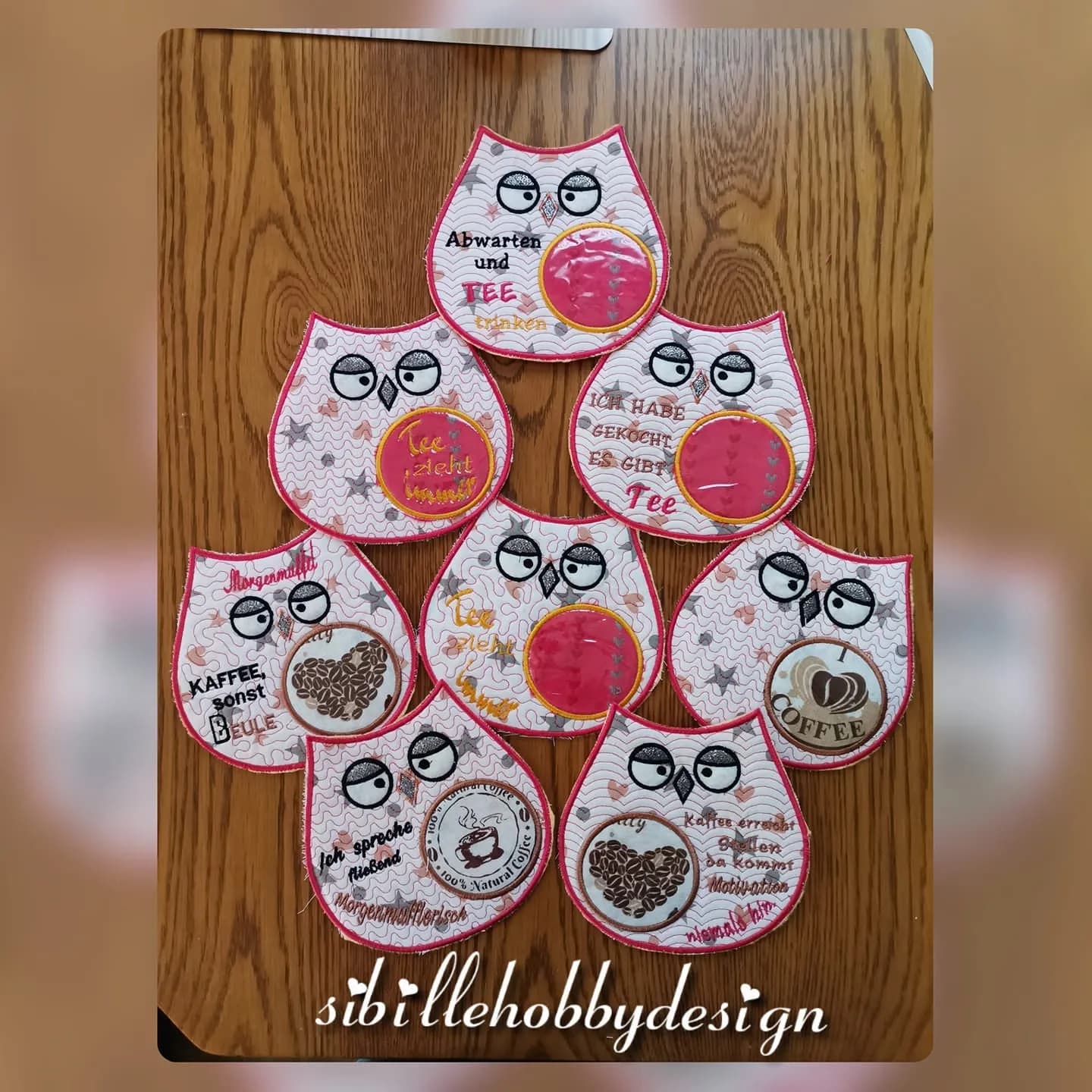 ITH Stickdatei Eule Set Tassenlounge / MugRug