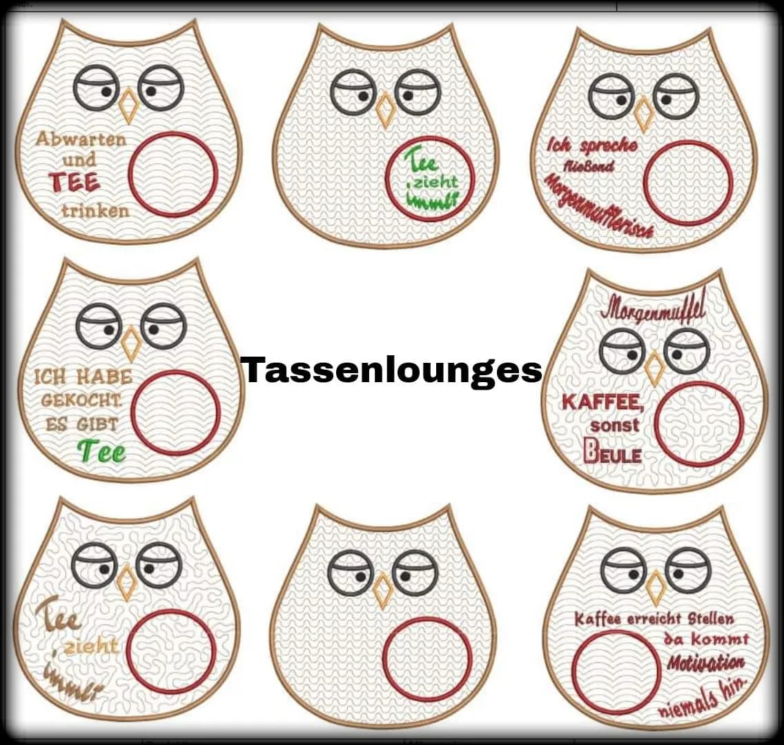 ITH Stickdatei Eule Set Tassenlounge / MugRug
